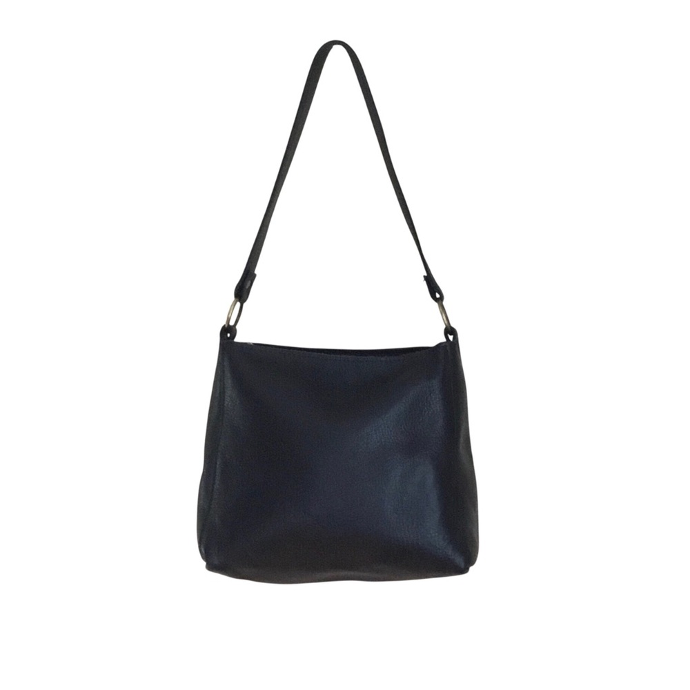Portland Leather Goods Classic Hand Made Black Leather Triangle Shoulder Bag